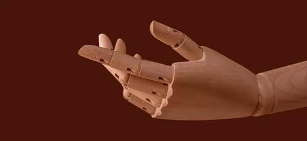 Ξύλινο Χέρι Μανεκέν Που Δείχνει Διαφορετική Χειρονομία Σχεδιασμός Banner — Φωτογραφία Αρχείου