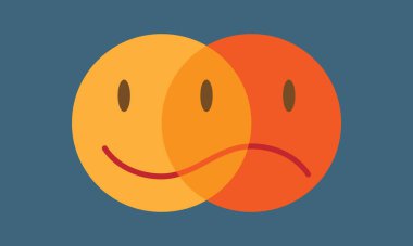 Teatral emoji yüzleri. Tiyatro illüstrasyonu karanlık arka planda izole edildi. Tiyatronun sembolü. Vektör illüstrasyonu.