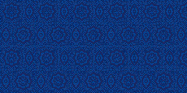 Marineblaues Vektormuster Nahtloser Hintergrund Arabisch Gezeichnete Fliese Trendy Wohnkultur Filigranes — Stockvektor