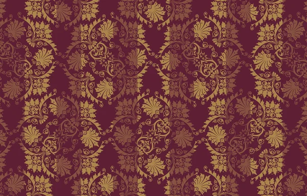 Шпалери Тканинним Візерунком Дамаський Орнамент Квітковими Візерунками — стоковий вектор