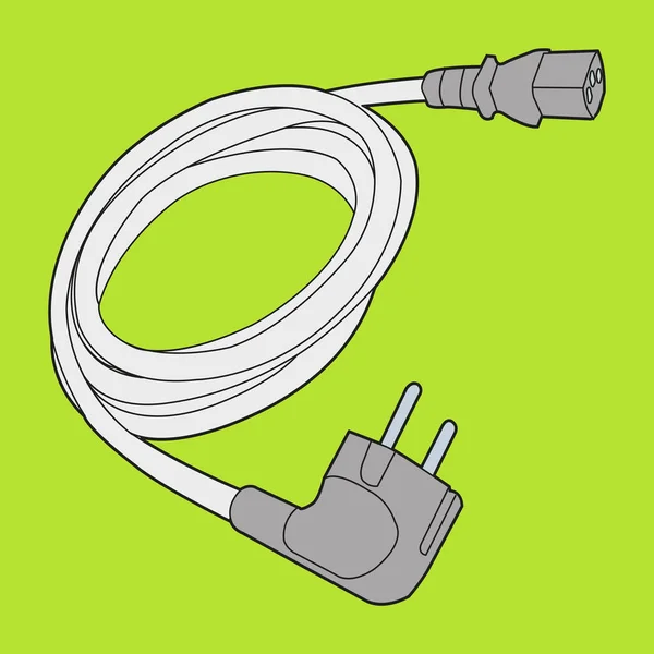 Câble Électrique Sur Fond Vert — Image vectorielle