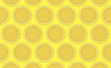 Limon dilimleri arka plan, taze limon dilimleri arka grond. Sarı arkaplan görünümünde limon deseni.