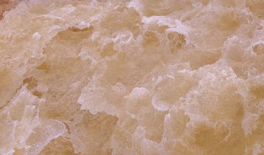 Taze ekmeğin parçalanmış dokusunun makro görüntüsü. Havalı ve gözenekli yapısını vurguluyor. Ekmeğin karmaşık deseninin ayrıntılı görünümü.