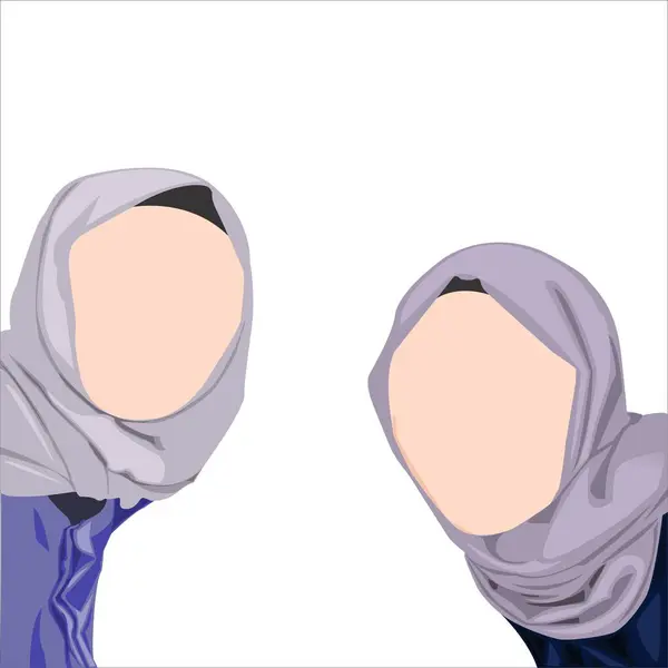 Två Hijab Kvinnor Vektor Ser Cool — Stock vektor