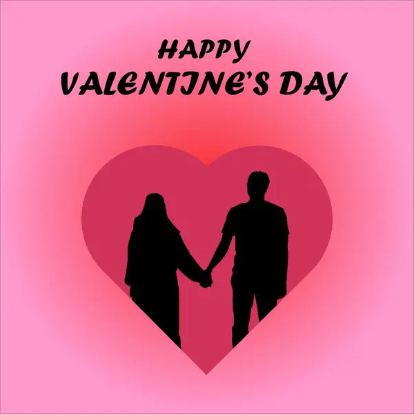 Glücklicher Valentinstag Mit Paar — Stockvektor