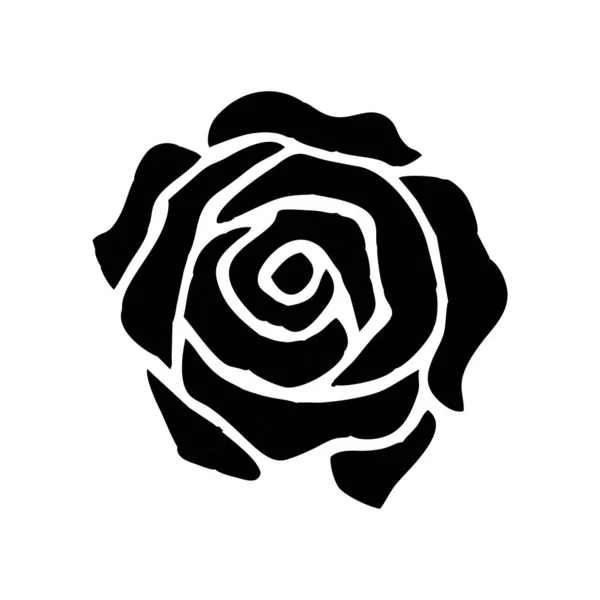 Zwart Wit Silhouet Roos — Stockvector