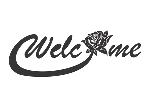 Welcome Black White Text Black Background — Stock Vector