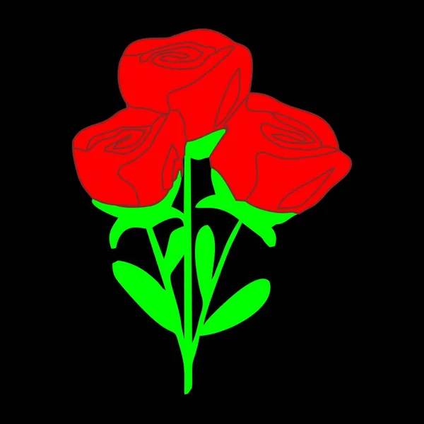 Czerwony Kwiat Zielonym Tłem — Wektor stockowy