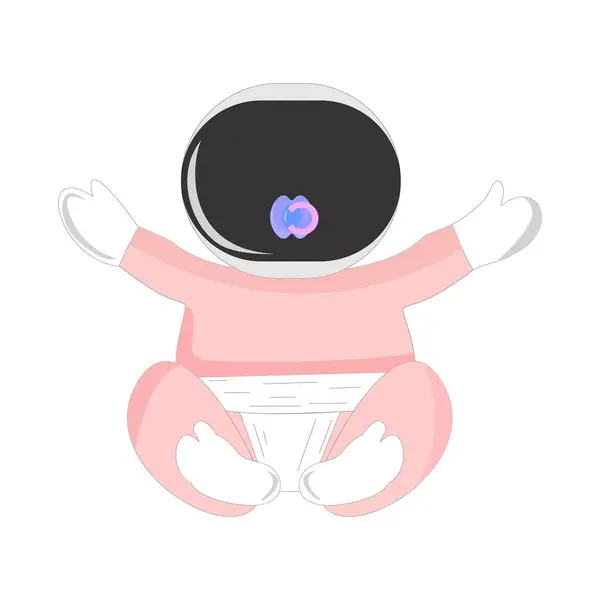 Astronauta Bonito Com Chupeta Bebê — Vetor de Stock