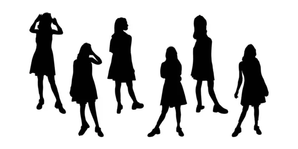 Ensemble Vectoriel Silhouettes Femmes — Image vectorielle