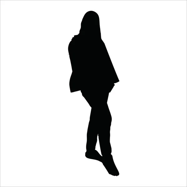 白い背景の上の女性のベクトル シルエット — ストックベクタ