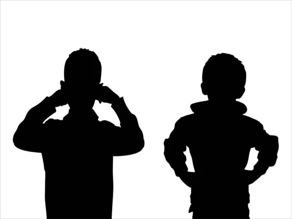 Junge Männer Mit Einem Schwarz Weiß Foto — Stockvektor