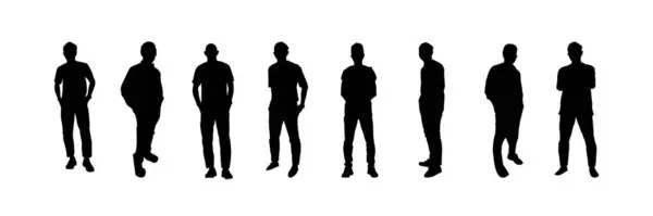 Vector Silhouettes People White Background — Stock Vector