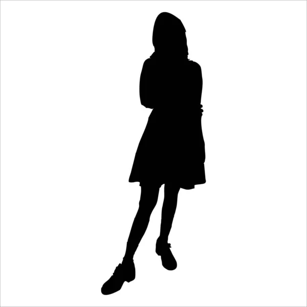 白い背景の女性のベクトルシルエット — ストックベクタ