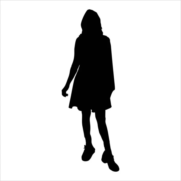 Silhouet Meisje Met Een Rugzak Vector Illustratie — Stockvector