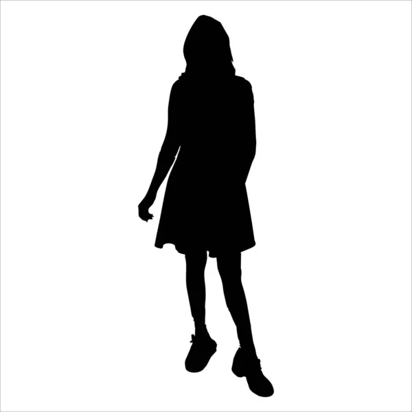 Vector Silhouet Van Meisje Witte Achtergrond — Stockvector