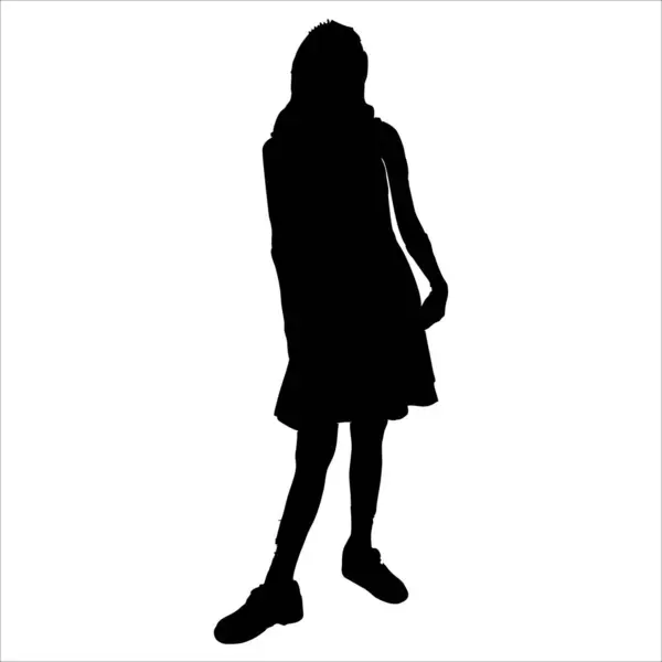 矢量轮廓的白色背景上的女孩 — 图库矢量图片