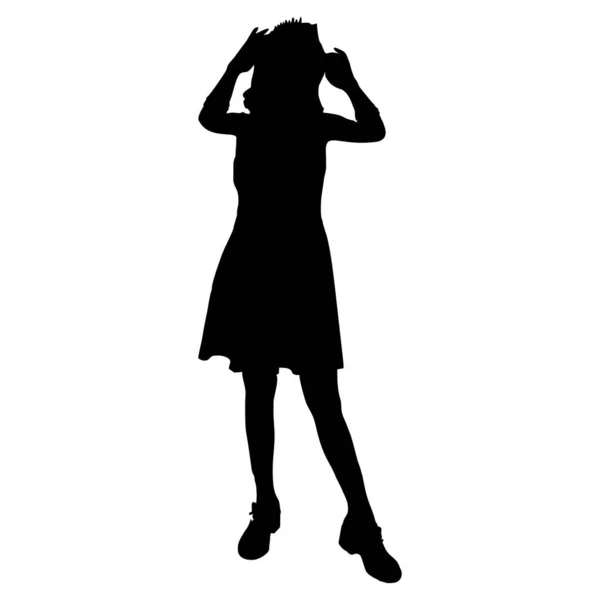 Vector Silhouet Van Meisje Die Witte Achtergrond — Stockvector