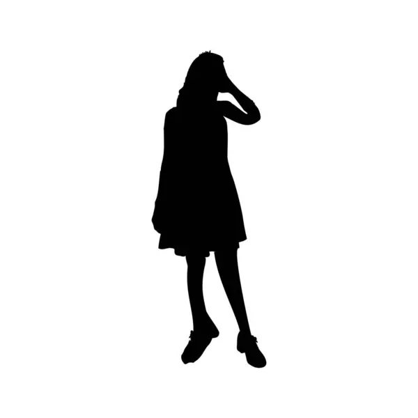 Meisje Zwart Een Witte Achtergrond Vector Illustratie — Stockvector