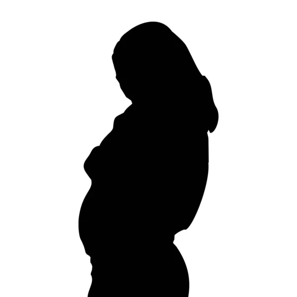 Pregnant Woman Silhouette White Background — Stock Vector
