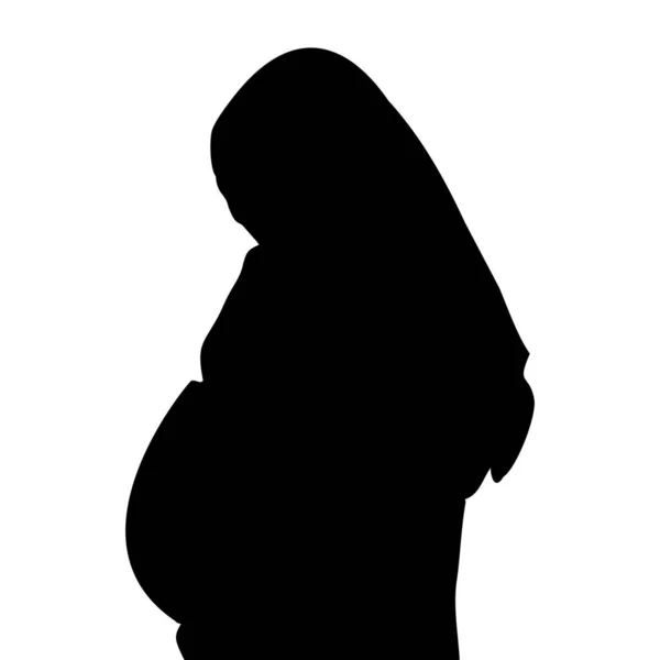 Těhotná Žena Silueta Černobílá Vektorová Ilustrace — Stockový vektor