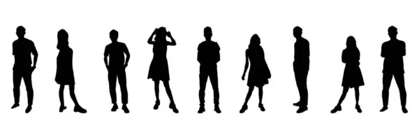 Vector Silhouette People White Background — Stock Vector