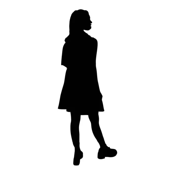 Young Woman Silhouette Vector Illustration — Stock Vector