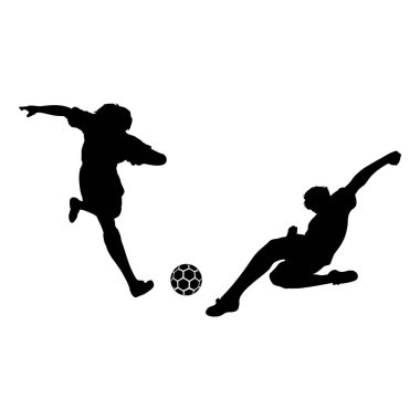 futbol oyuncusu siluet vektör çizimi.