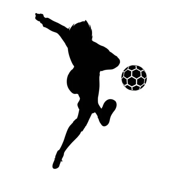 Silhouette Ballon Football Sur Fond Blanc — Image vectorielle
