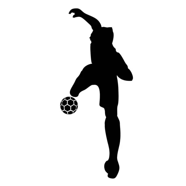 Joueur Football Avec Ballon Silhouette Illustration Vectorielle — Image vectorielle