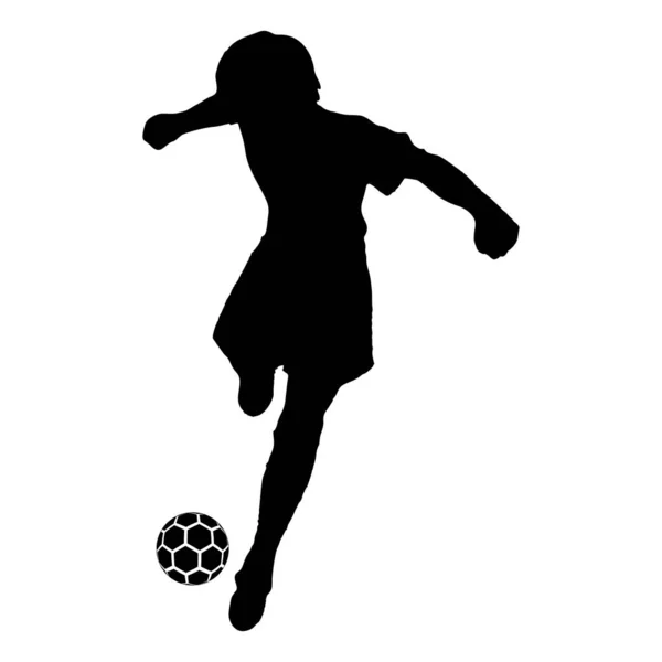 带球的足球女足的矢量轮廓 — 图库矢量图片