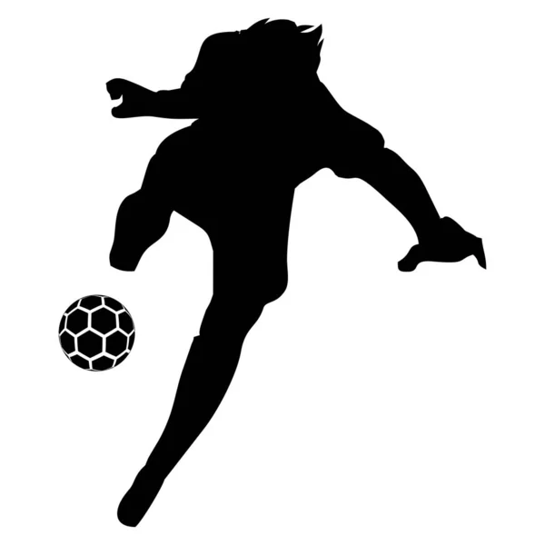 Silhouette Footballeur Sur Fond Blanc — Image vectorielle