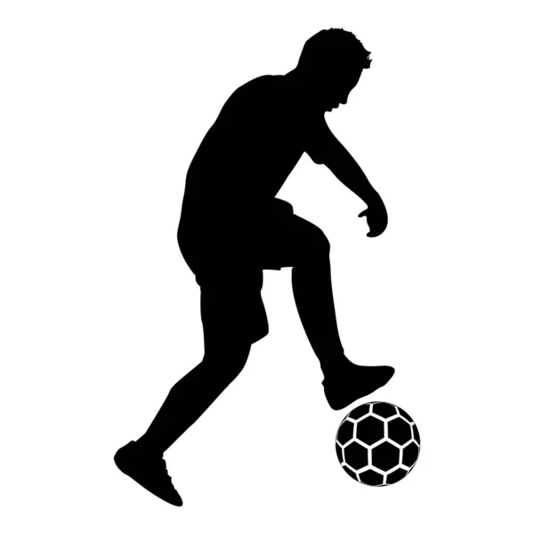Futbolcu silueti. Futbolcunun silueti. vektör illüstrasyonu