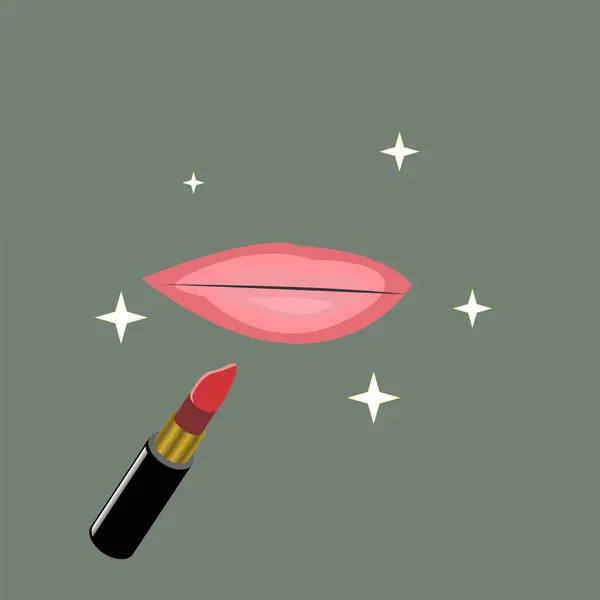 Illustration Vectorielle Une Femme Lèvres Avec Rouge Lèvres — Image vectorielle