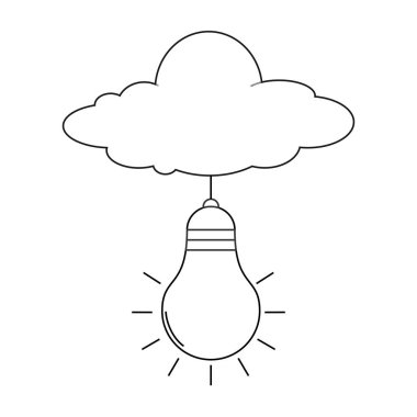 Ampul ve bulutların ikonu veya illüstrasyonu
