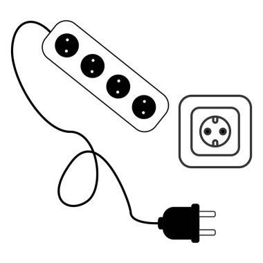 elektrik soketi ve kablo simgesi