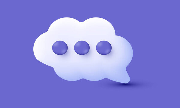 иллюстрация творческий вектор иконки 3d белый пузырь речи социальные медиа изолированы на фиолетовом фоне