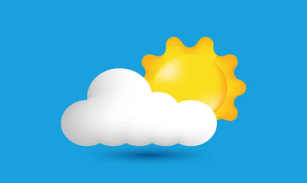 Ilustração Previsão Meteorológica Sinal Meteorológico Sol Nuvem Isolada Fundo — Vetor de Stock