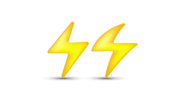 Illustration Realistic Icon Yellow Two Thunder Bolt Lighting Flash Isolated — Stock Vector