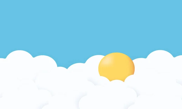Иллюстрация Милый Солнце Облака Небо Красивые Стильные Изолированные Синий Заднем — стоковый вектор