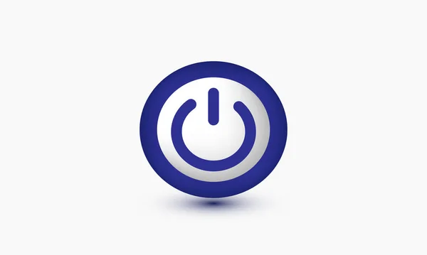 Icono Ilustración Realista Botón Encendido Azul Aislado Fondo — Vector de stock