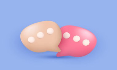 Resim ikonu vektörü 3d gerçekçi konuşma baloncukları sembol sohbeti arkaplanda izole