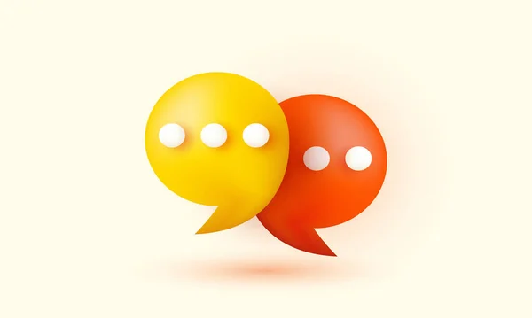 Illustration Icône Vecteur Réaliste Orange Jaune Chat Bulle Dialogue Messager — Image vectorielle