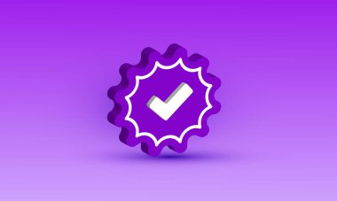 illustration realistic verified icon modern 3d style creative isolated on background.Realistic vector illustration.