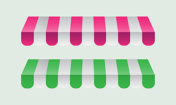 illustration modern shop canopy vector pink green store on background