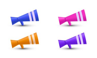 illustration realistic set collection modern loud speaker megaphone symbol icon 3d creative isolated on background