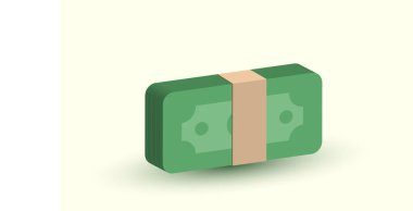 illustration realistic bundles cash icon money 3d creative isolated on background.Realistic vector illustration.