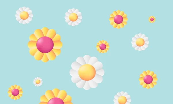 illustration realistic vector icon colorful daisy flower collection nature 3d creative isolated on background.Realistic vector illustration.