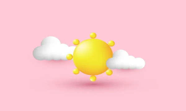イラスト現実的なベクトルアイコンコンセプト太陽と背景に隔離されたクラウド3Dクリエイティブ — ストックベクタ