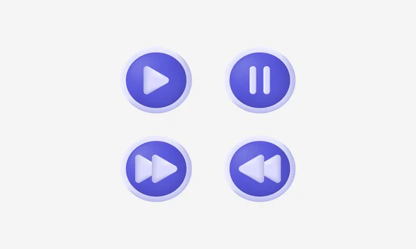 Illustration Creative Purple Play Pause Stop Buttons Music Icon Vector — Stock Vector